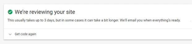 WordPress AdSense - AdSense Site Review Message